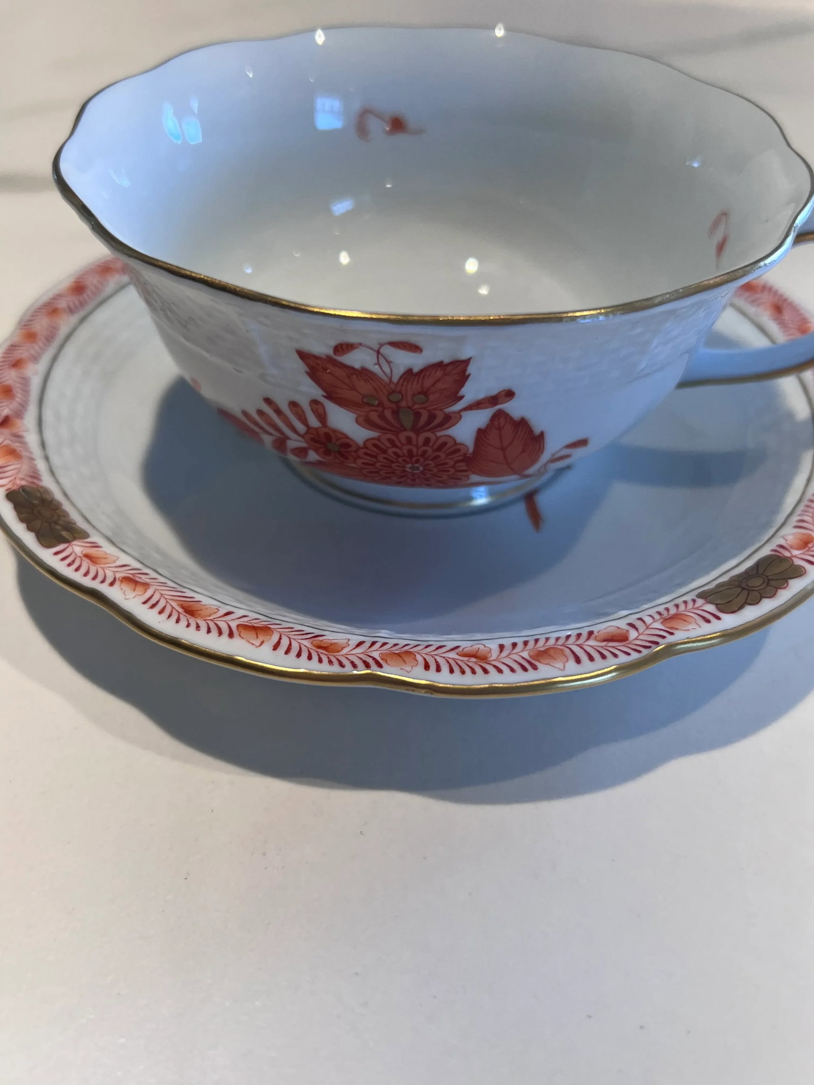 1970s Herend Chinese Bouquet Rust Coffee Set- 32 Pieces - 2