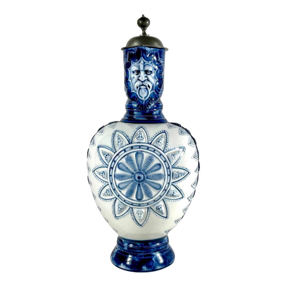 Antique German Kpm Porcelain Lidded Bartmann Jug Tankard. (1 of 13)