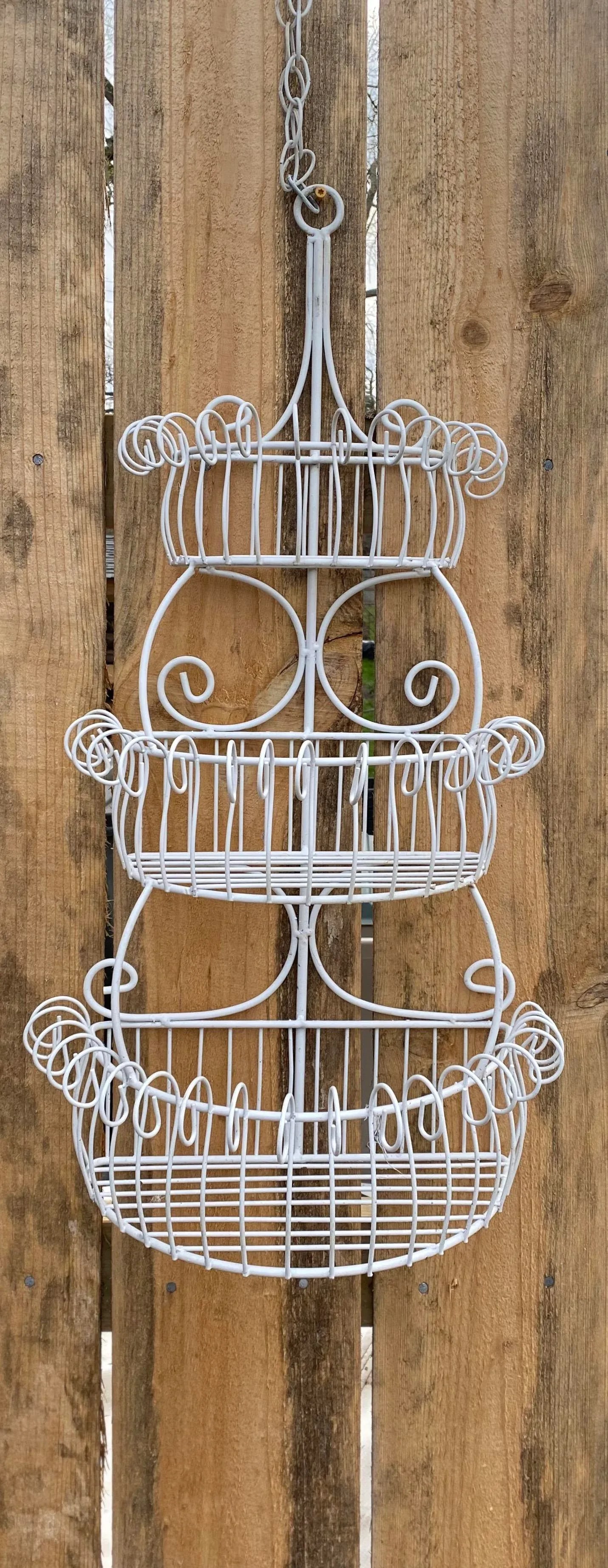 Vintage Iron and Wire Three Tier Wall Planter - 3