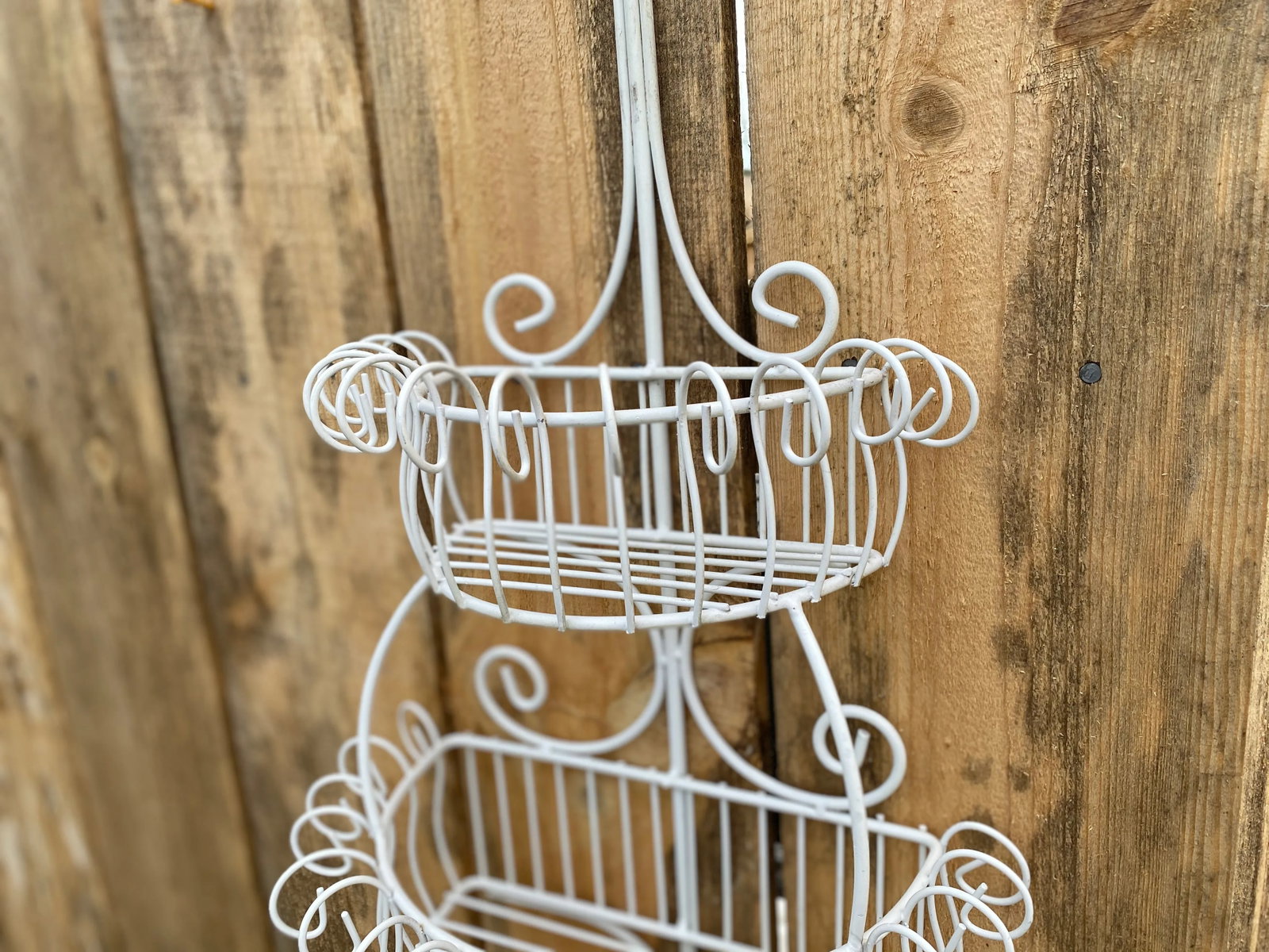 Vintage Iron and Wire Three Tier Wall Planter - 4