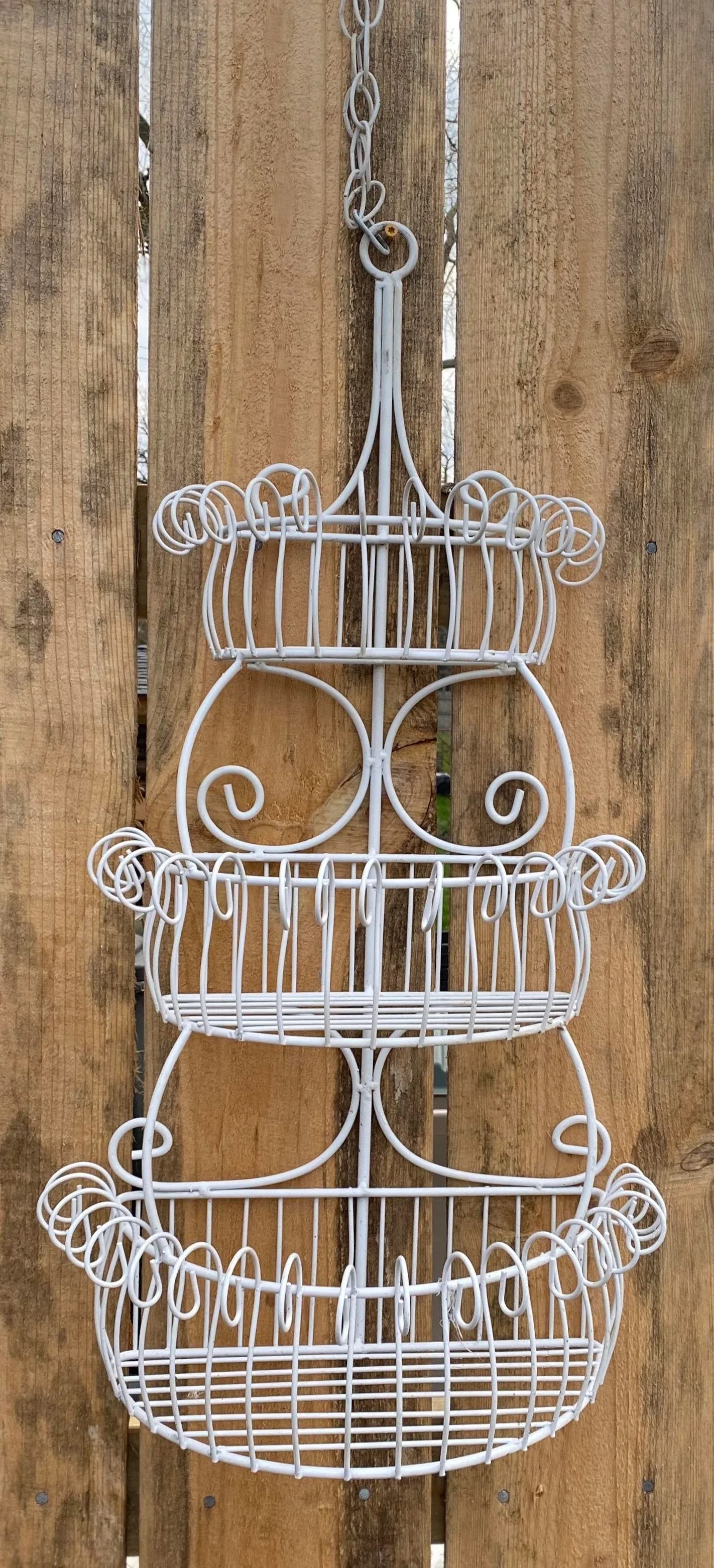 Vintage Iron and Wire Three Tier Wall Planter - 5