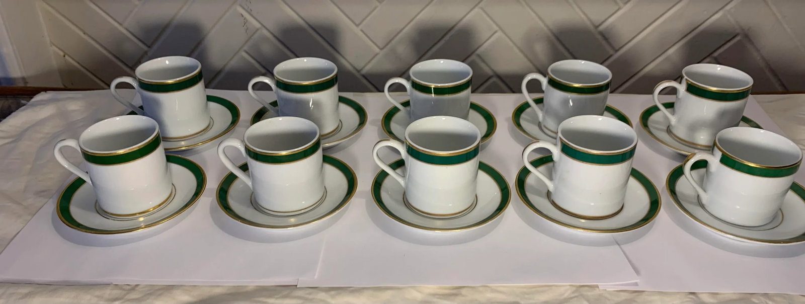1980s American Porcelain Demitasse Cups and Saucers, Woodmere of New Castle Pennsylvania- 20 Pieces - 10