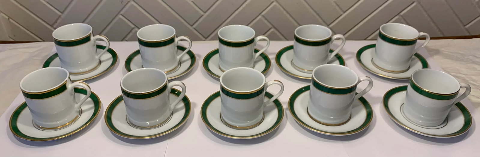 1980s American Porcelain Demitasse Cups and Saucers, Woodmere of New Castle Pennsylvania- 20 Pieces - 11