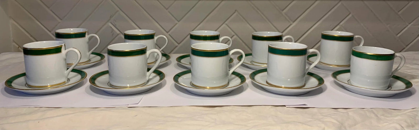1980s American Porcelain Demitasse Cups and Saucers, Woodmere of New Castle Pennsylvania- 20 Pieces - 5