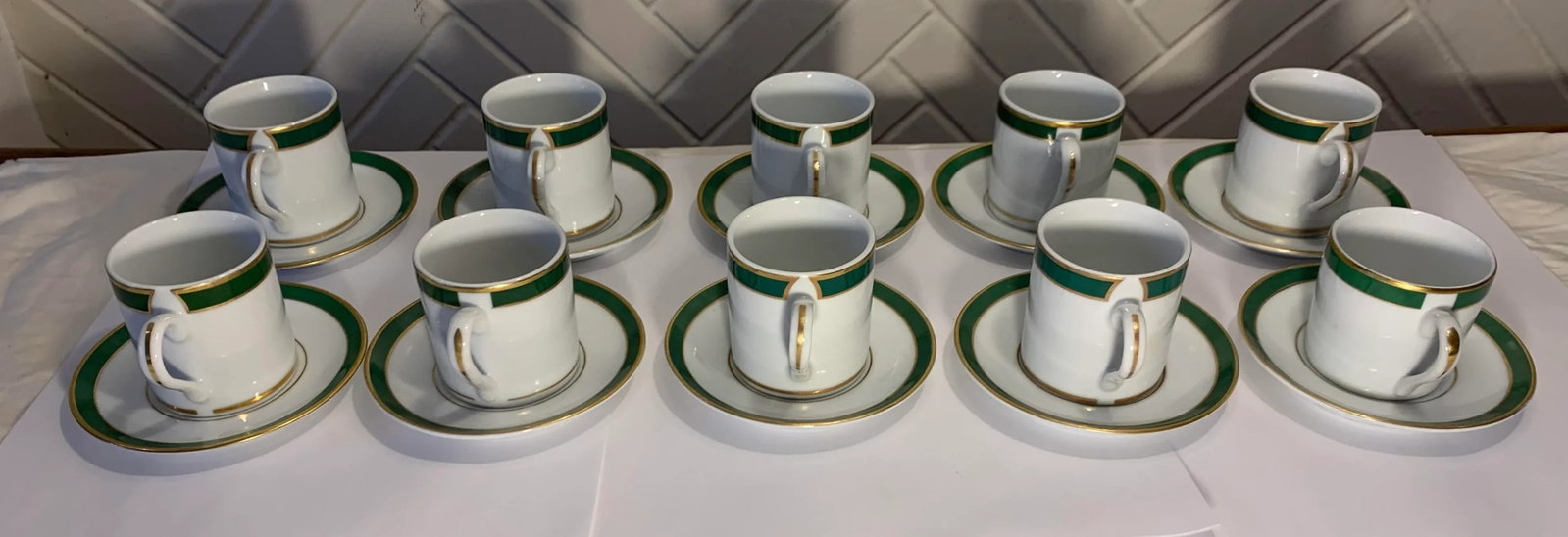 1980s American Porcelain Demitasse Cups and Saucers, Woodmere of New Castle Pennsylvania- 20 Pieces - 9