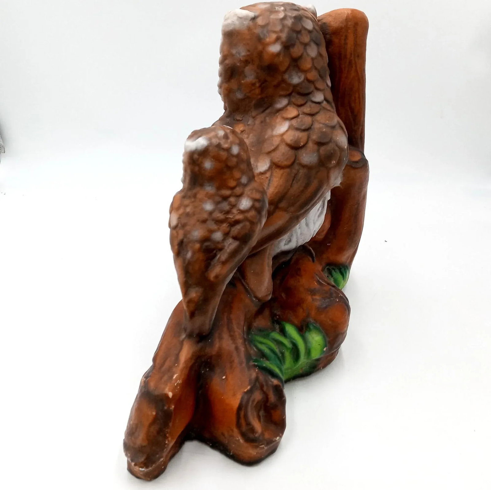 Large Owl and Baby Tree Limb Yard Art Cement Sculpture - 2