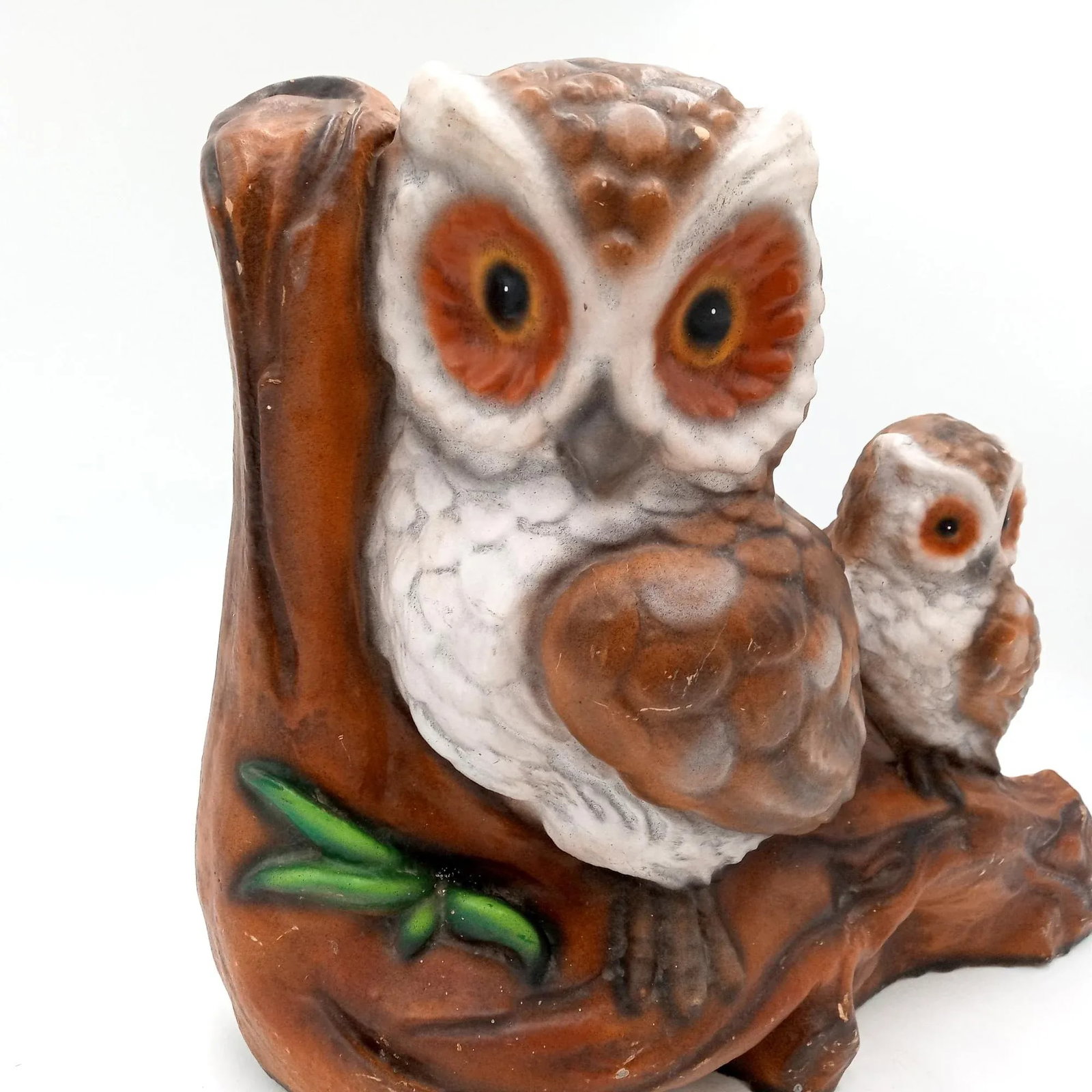 Large Owl and Baby Tree Limb Yard Art Cement Sculpture - 4