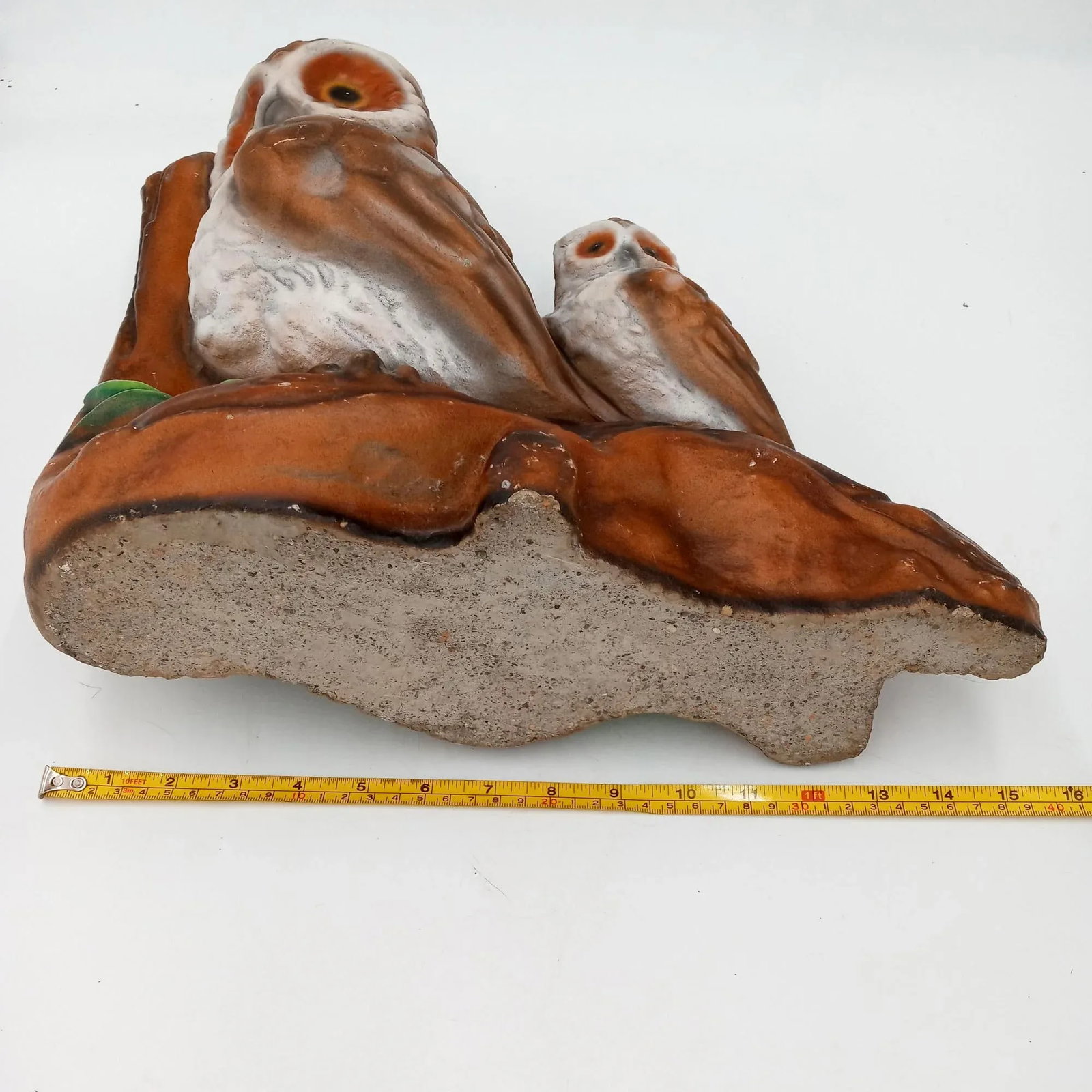Large Owl and Baby Tree Limb Yard Art Cement Sculpture - 5