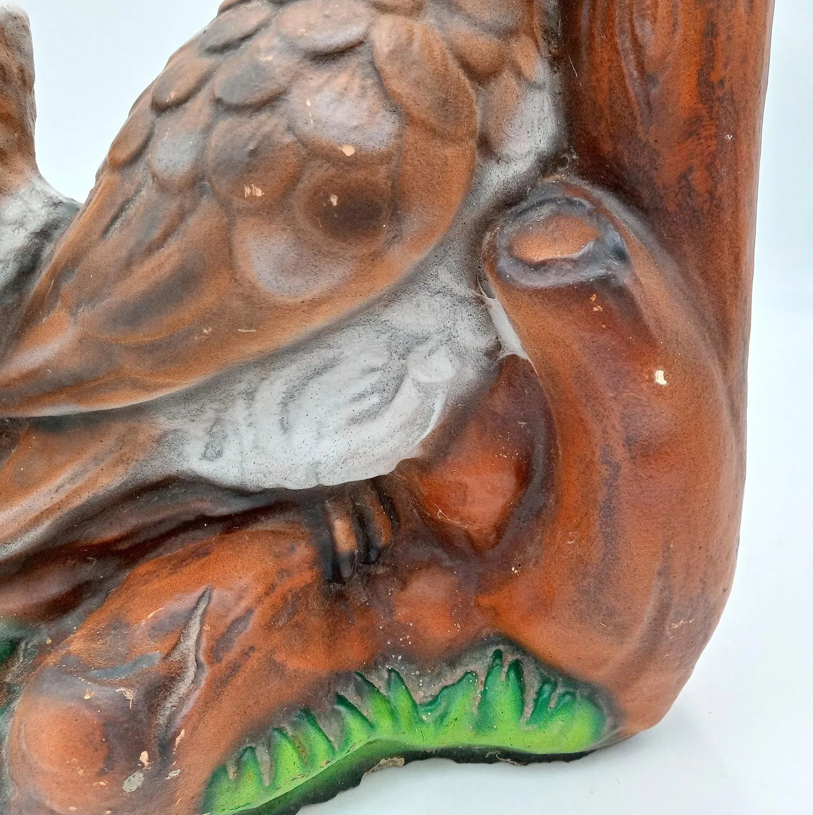 Large Owl and Baby Tree Limb Yard Art Cement Sculpture - 6