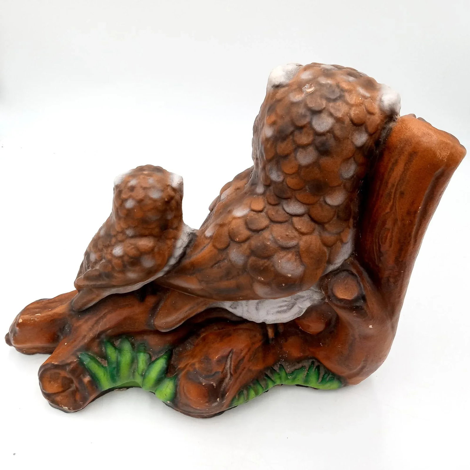 Large Owl and Baby Tree Limb Yard Art Cement Sculpture - 7