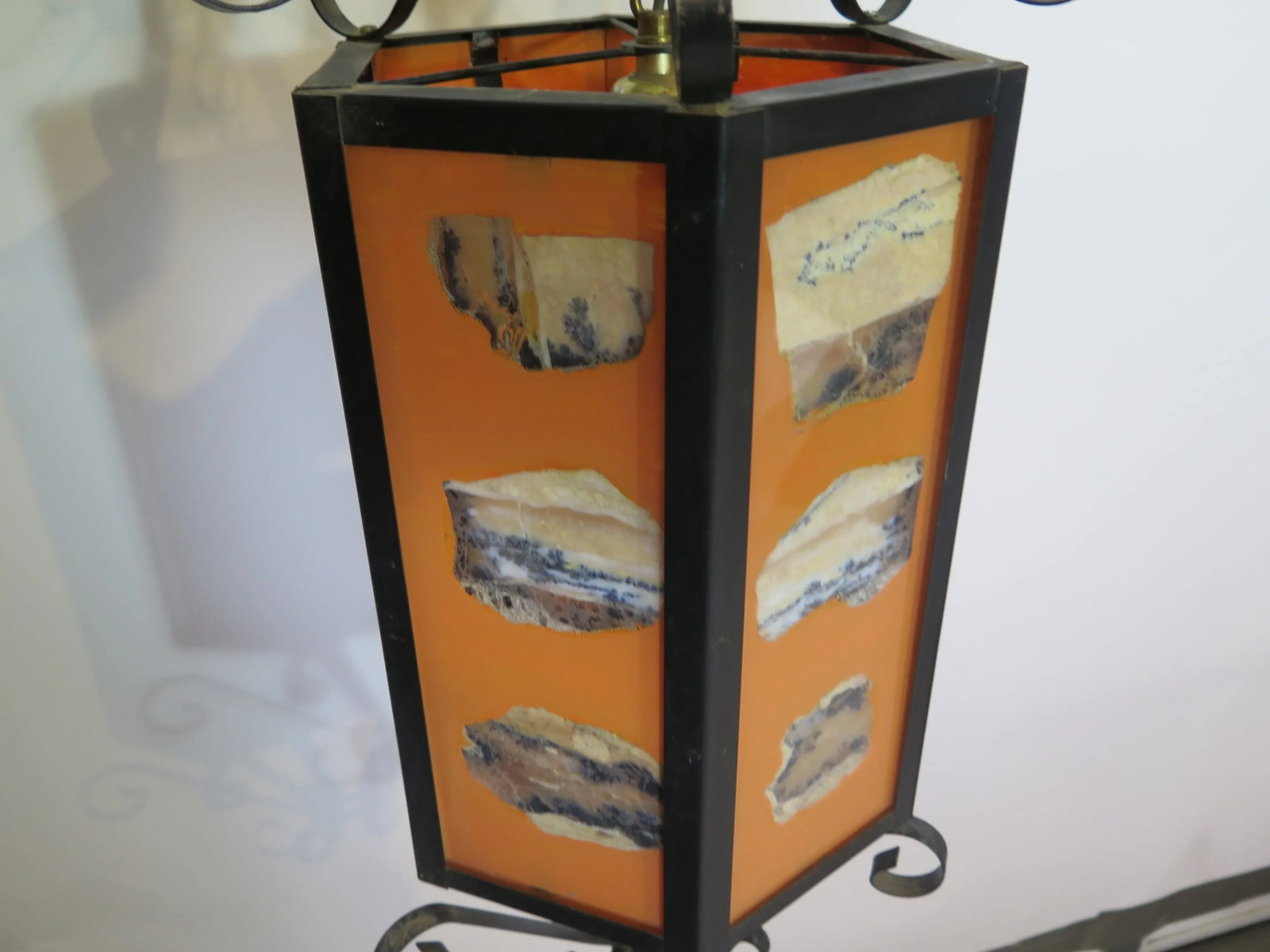 Vintage 1960s Authentic 18 Geode 6 Sided Swag Pendant Light - 3