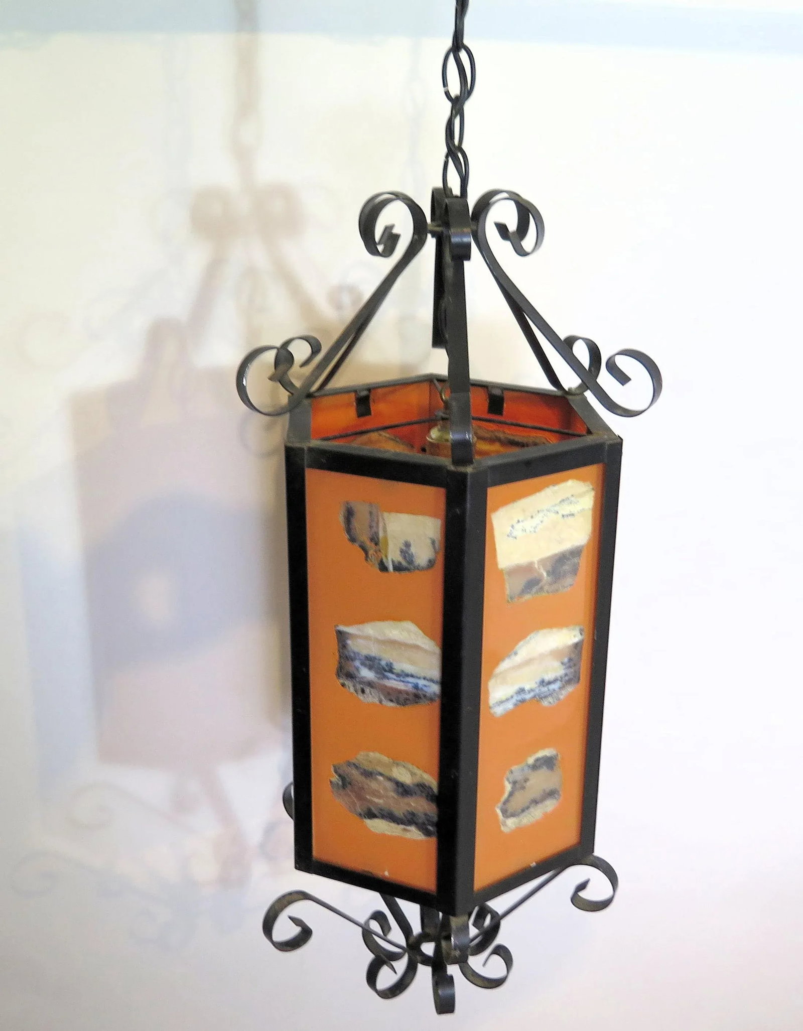 Vintage 1960s Authentic 18 Geode 6 Sided Swag Pendant Light - 5