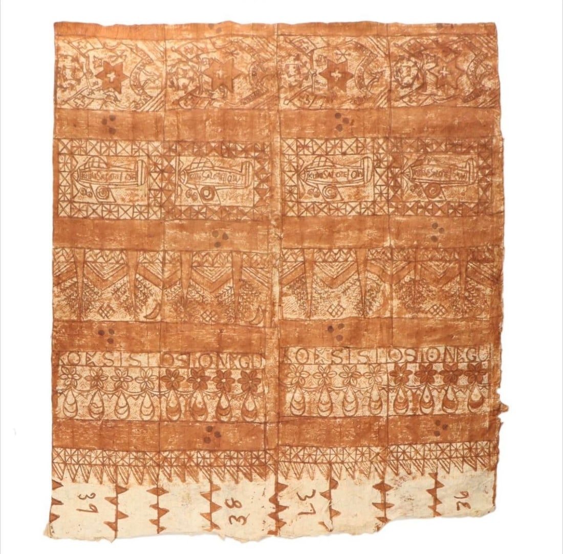Antique XL Tongan Ngatu Barkcloth Textile - 10