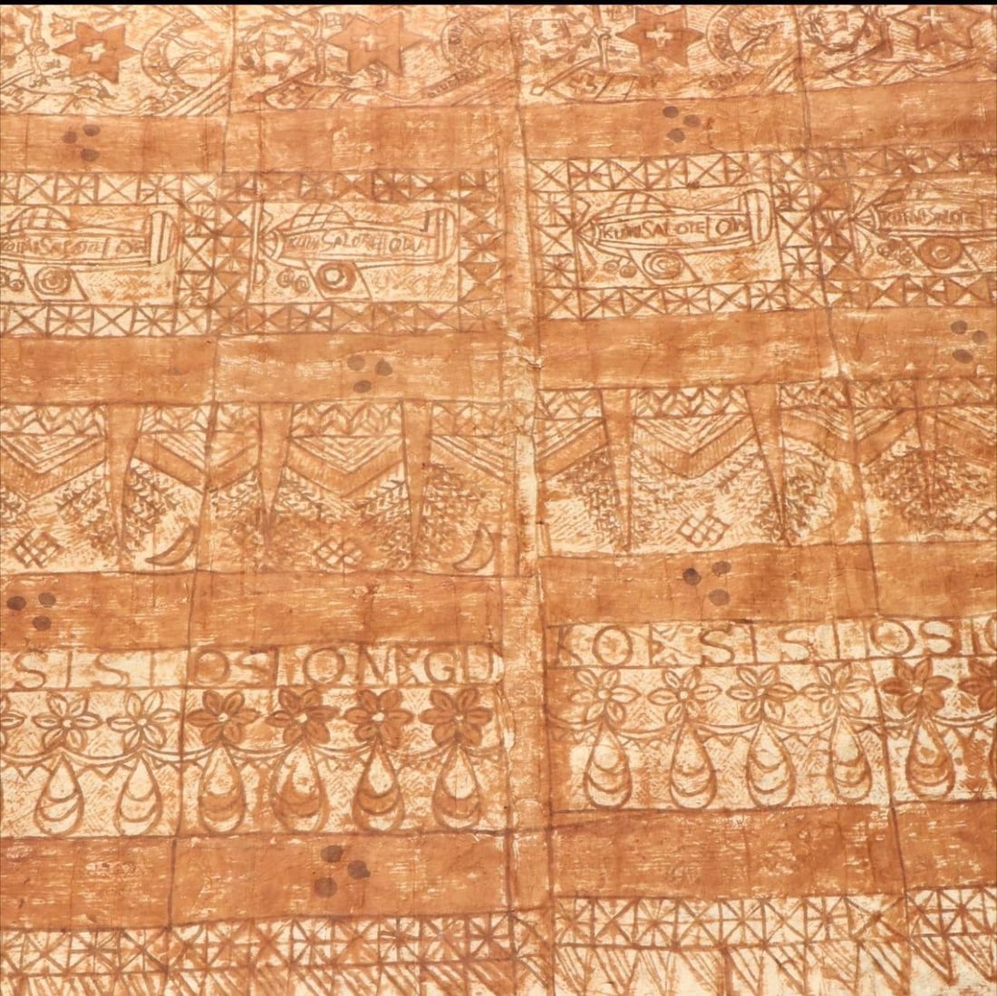 Antique XL Tongan Ngatu Barkcloth Textile - 2