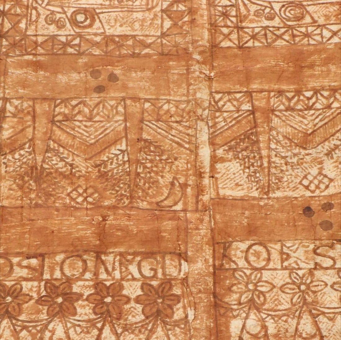 Antique XL Tongan Ngatu Barkcloth Textile - 3