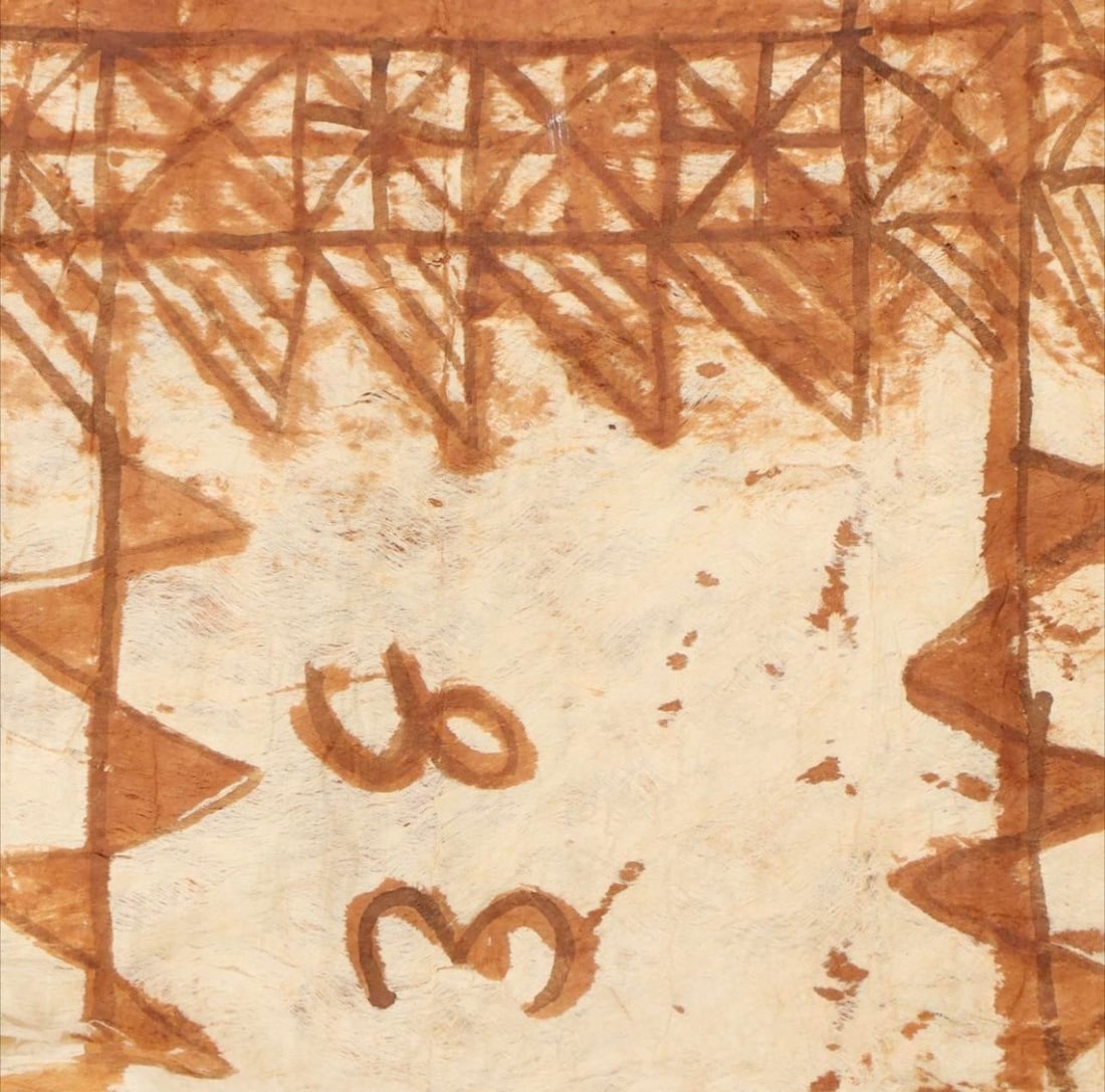 Antique XL Tongan Ngatu Barkcloth Textile - 5