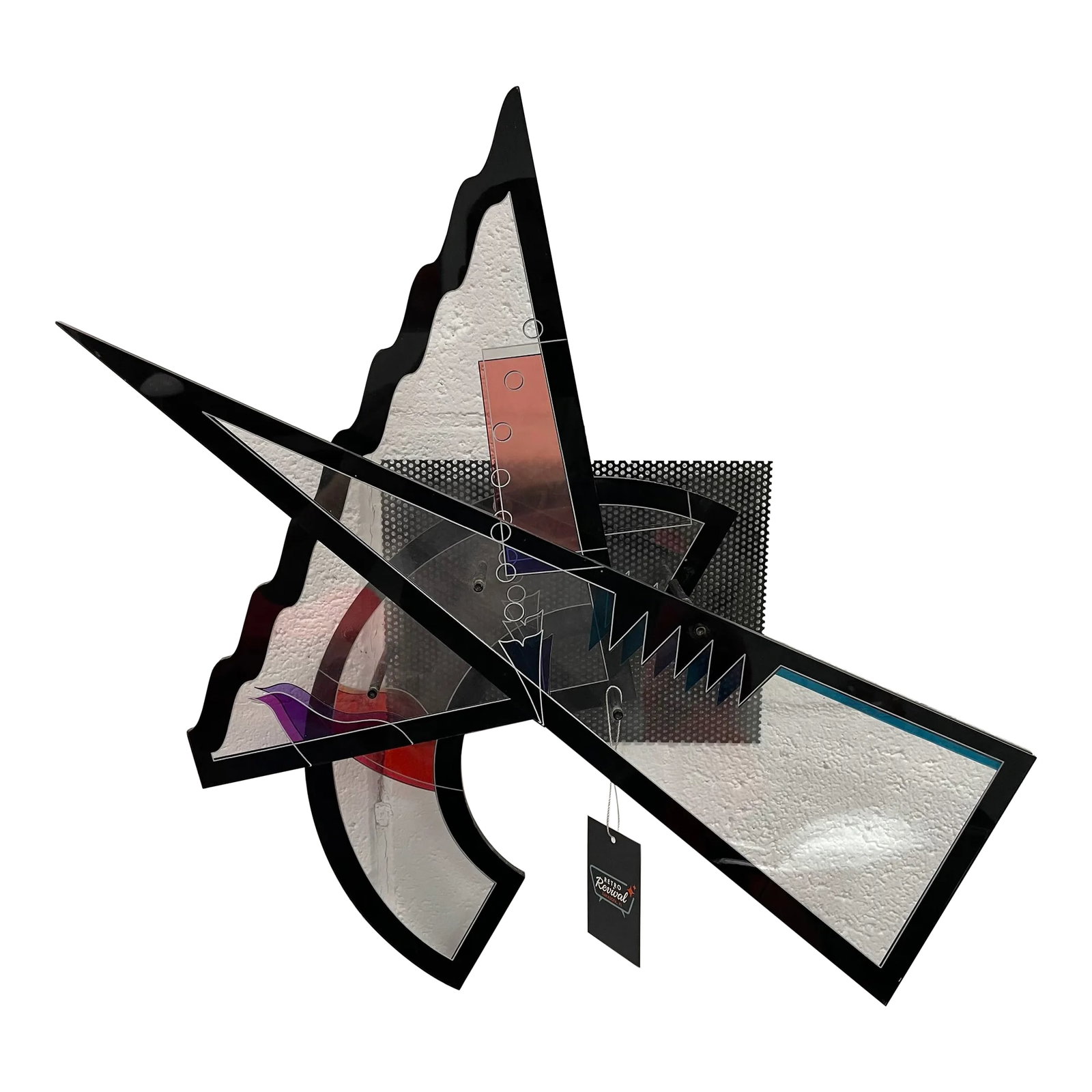 Vintage Abstract Wall Decor Sculpture, 1980s: Dimensions: 20" wide 23" height 6" deep *Additional photos can be sent upon request. If you would like to see photos of the back side, internal structure, inside of drawers, or any other detailed