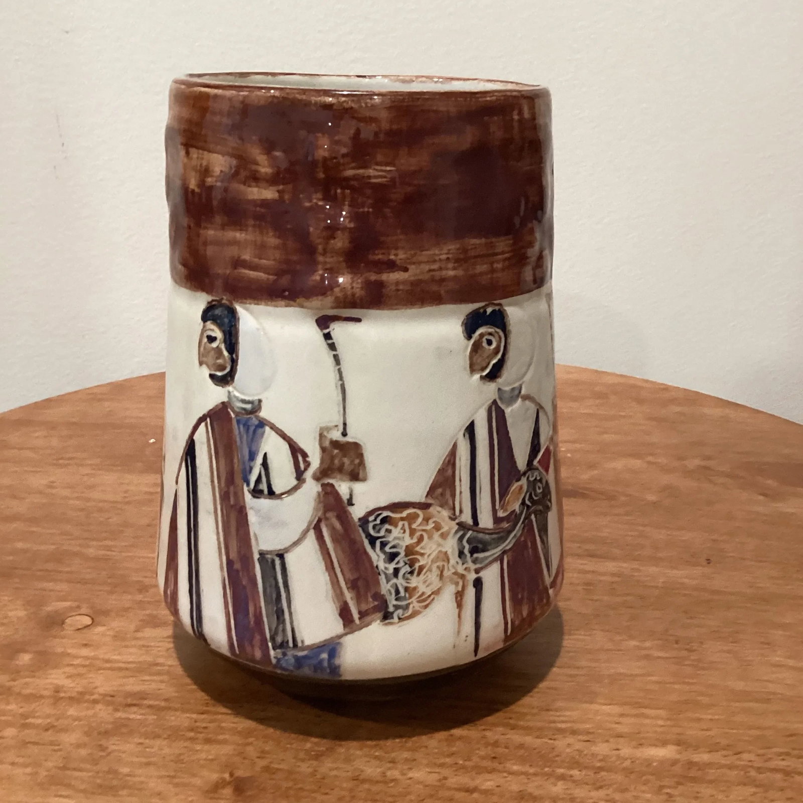 Vintage Israel Ceramic Art Pottery Cup Artist Halivny - 2
