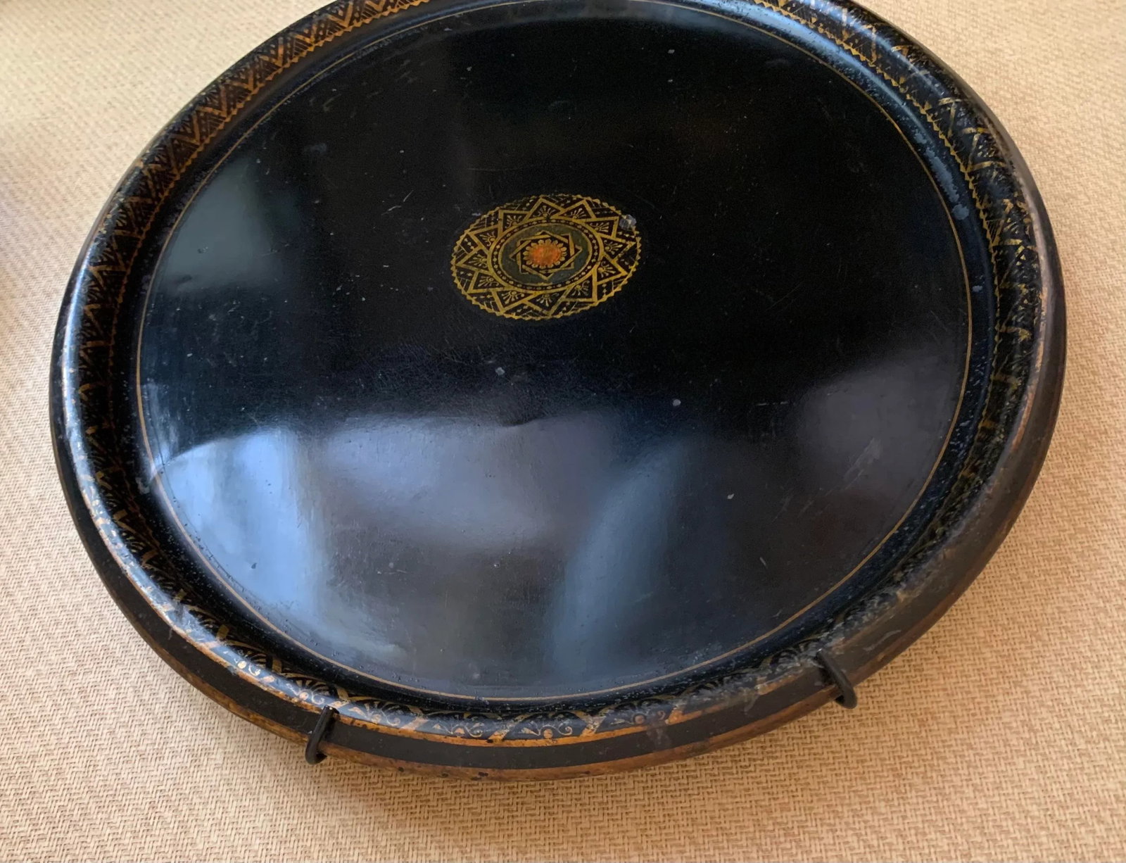Mid 20th Century Black Lacquer Metal Tray - 4