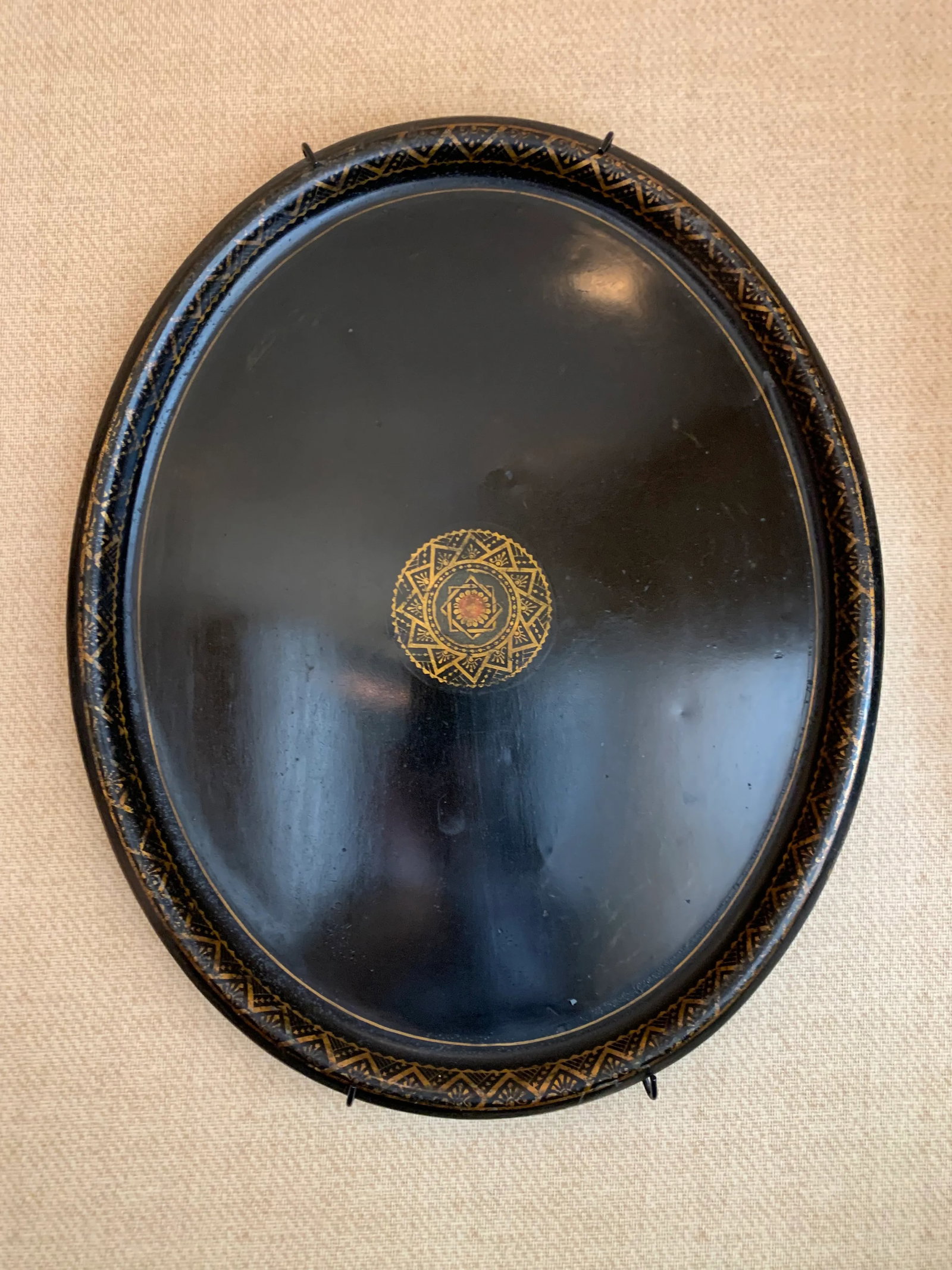 Mid 20th Century Black Lacquer Metal Tray - 5