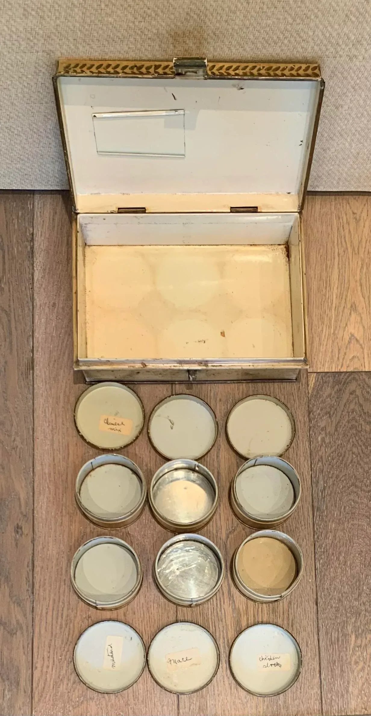 Early 20th Century Hand Painted French Spice Box - Set of 7 - 5