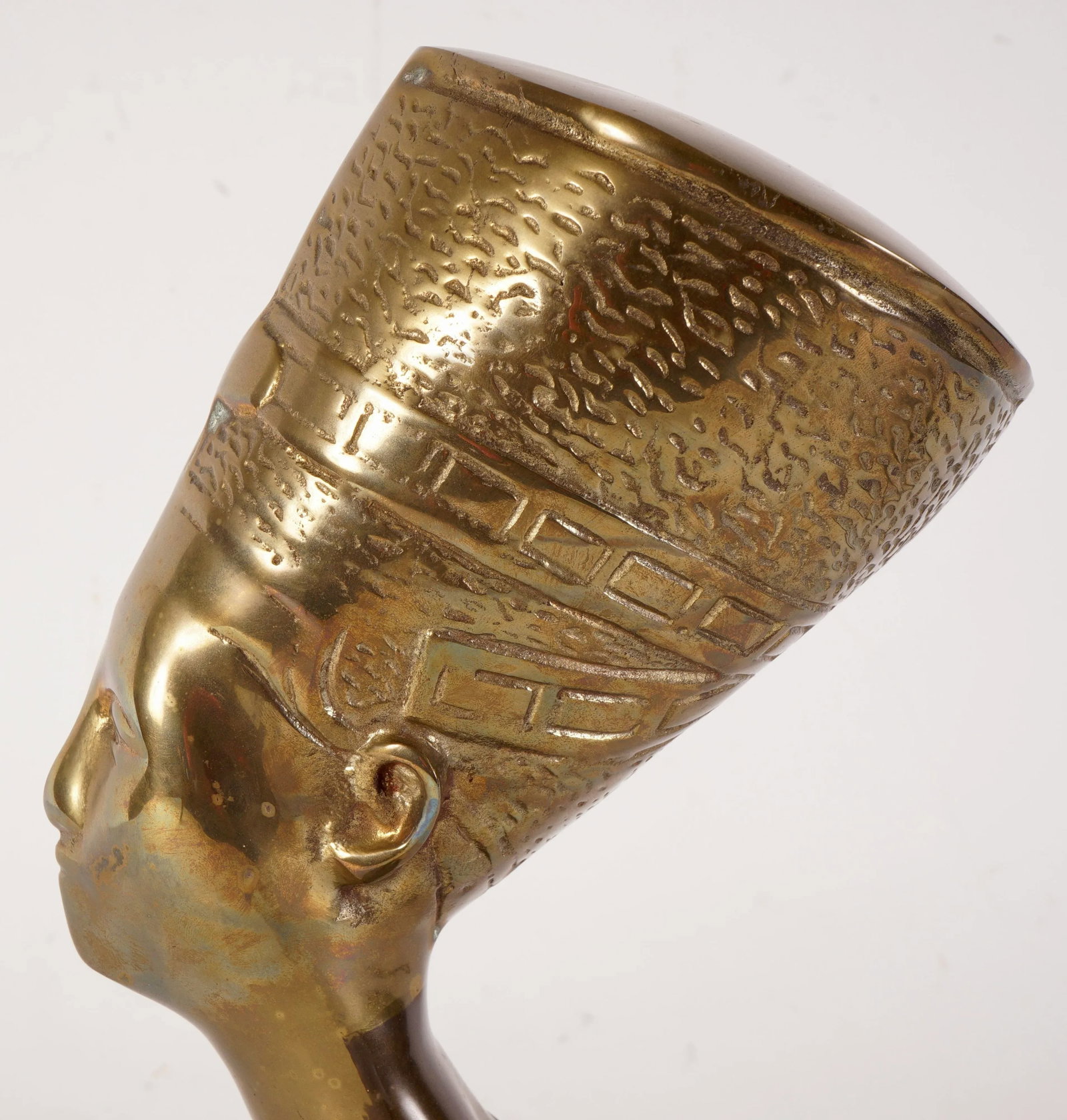 Vintage Queen Nefertiti Brass Egyptian Bust - 12