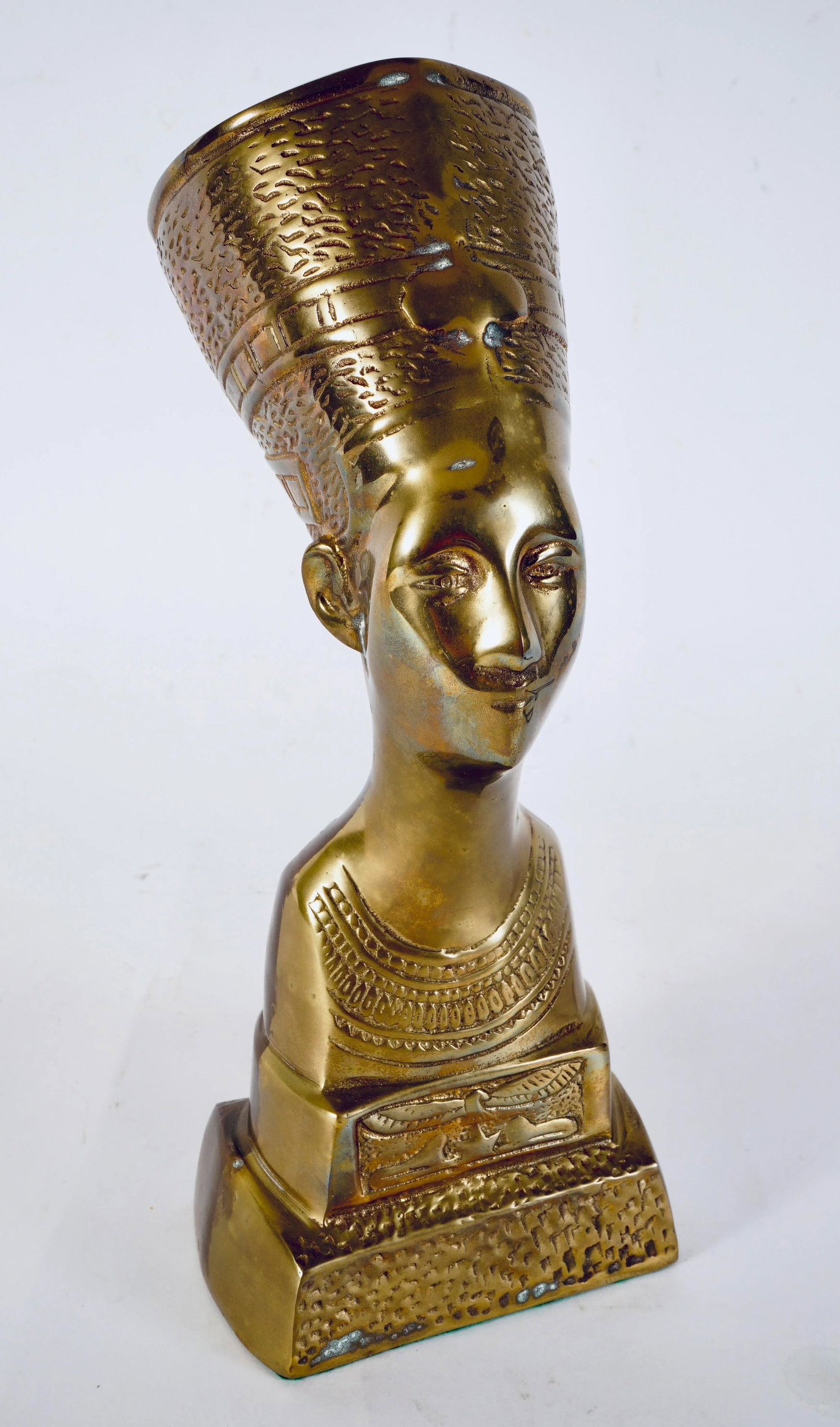 Vintage Queen Nefertiti Brass Egyptian Bust - 13