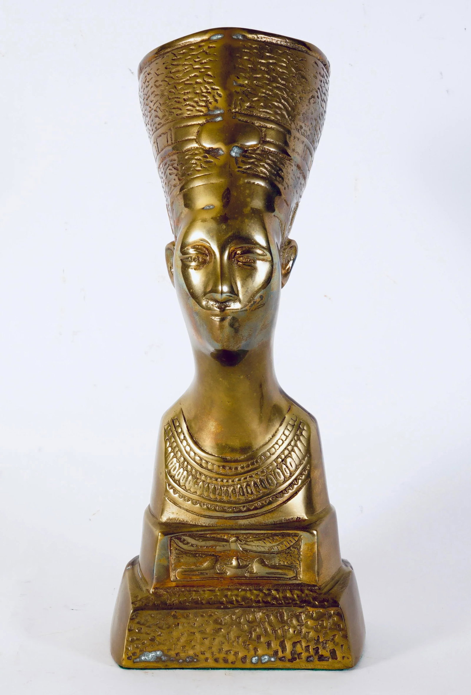 Vintage Queen Nefertiti Brass Egyptian Bust - 2