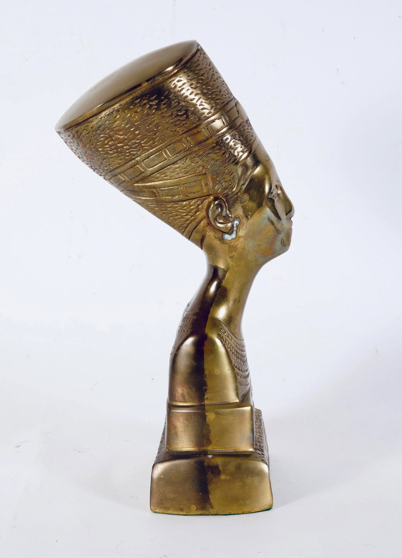 Vintage Queen Nefertiti Brass Egyptian Bust - 3