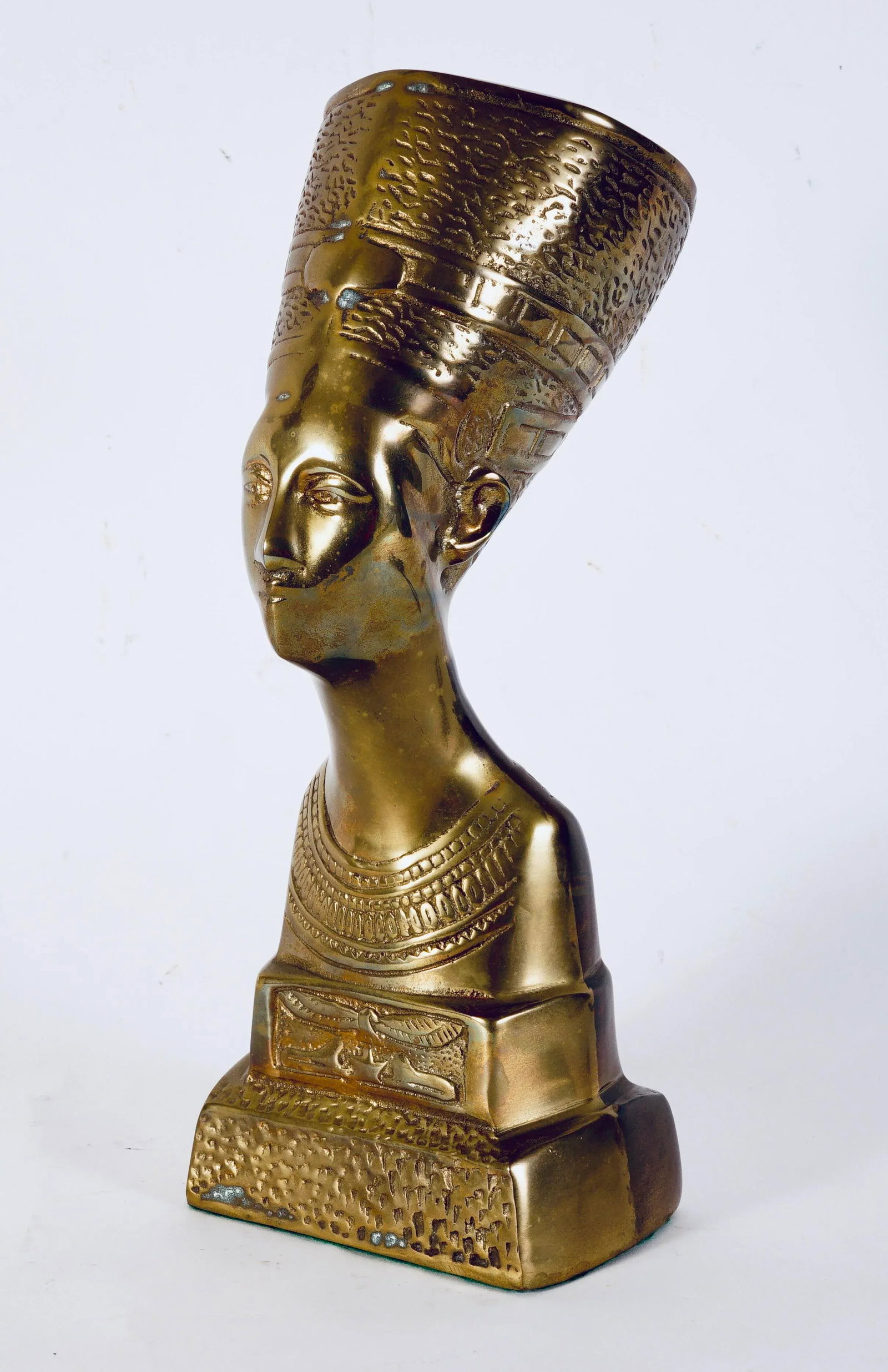 Vintage Queen Nefertiti Brass Egyptian Bust - 5