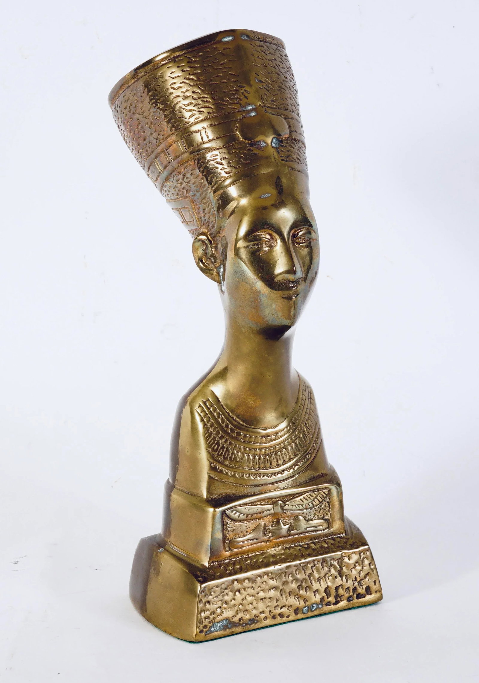 Vintage Queen Nefertiti Brass Egyptian Bust - 6