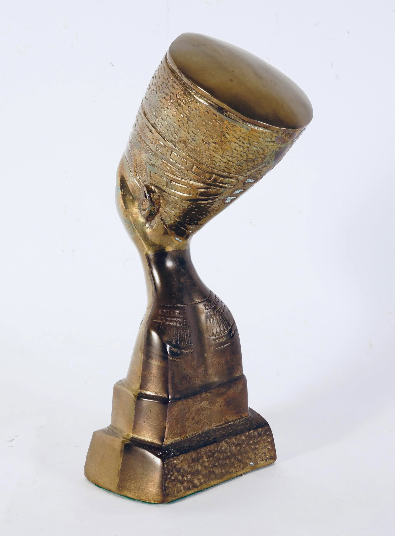 Vintage Queen Nefertiti Brass Egyptian Bust - 8