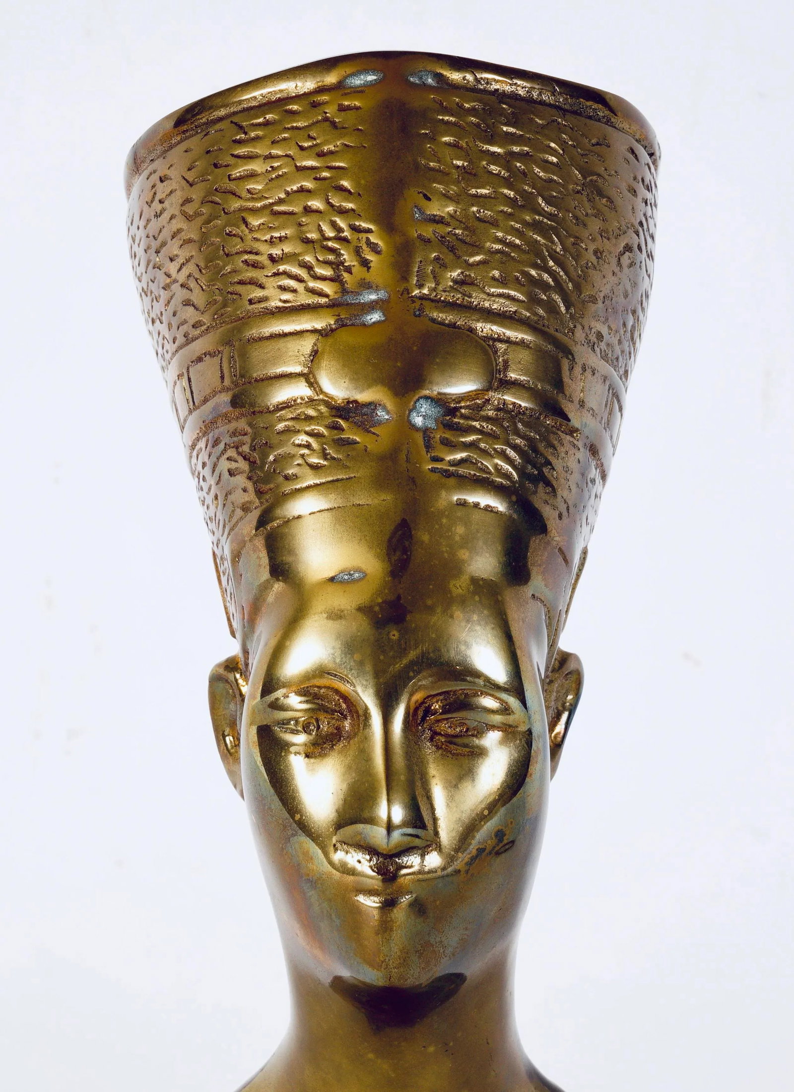 Vintage Queen Nefertiti Brass Egyptian Bust - 9
