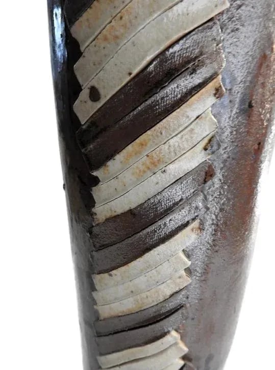 1970s Hand Made Raku Tall Pottery Vase - 10