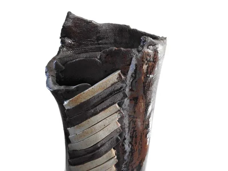 1970s Hand Made Raku Tall Pottery Vase - 3