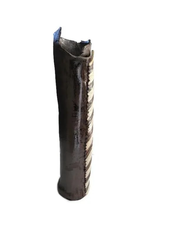 1970s Hand Made Raku Tall Pottery Vase - 5