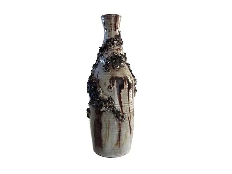1970s Artisan Brutalist Style Pottery Vase Signed - 10