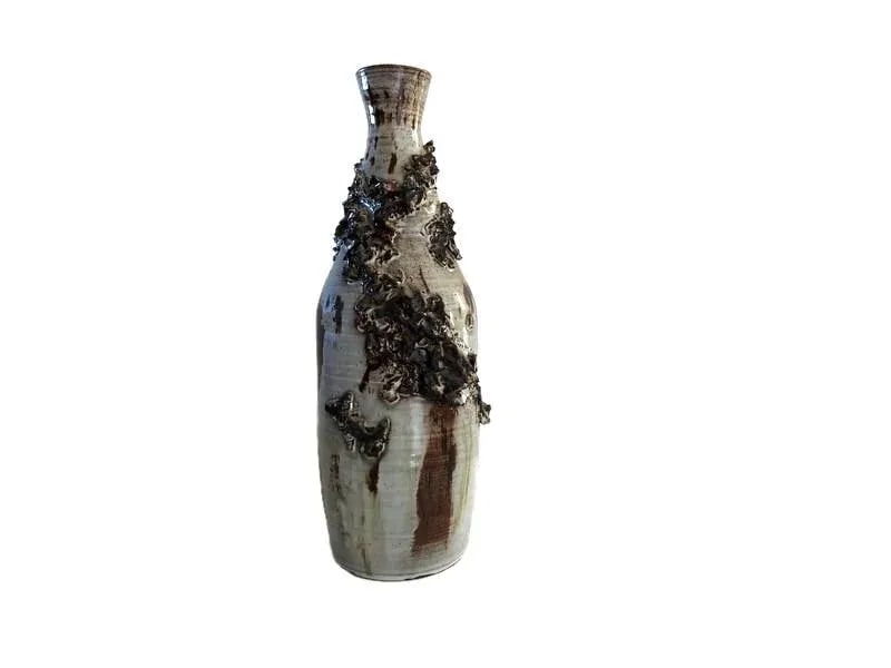 1970s Artisan Brutalist Style Pottery Vase Signed - 3