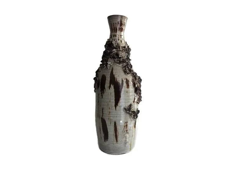 1970s Artisan Brutalist Style Pottery Vase Signed - 4