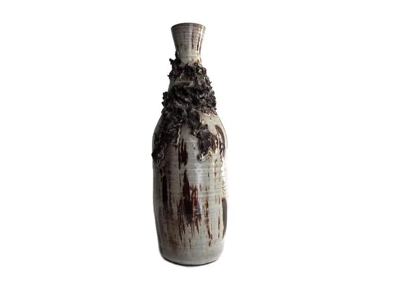 1970s Artisan Brutalist Style Pottery Vase Signed - 5