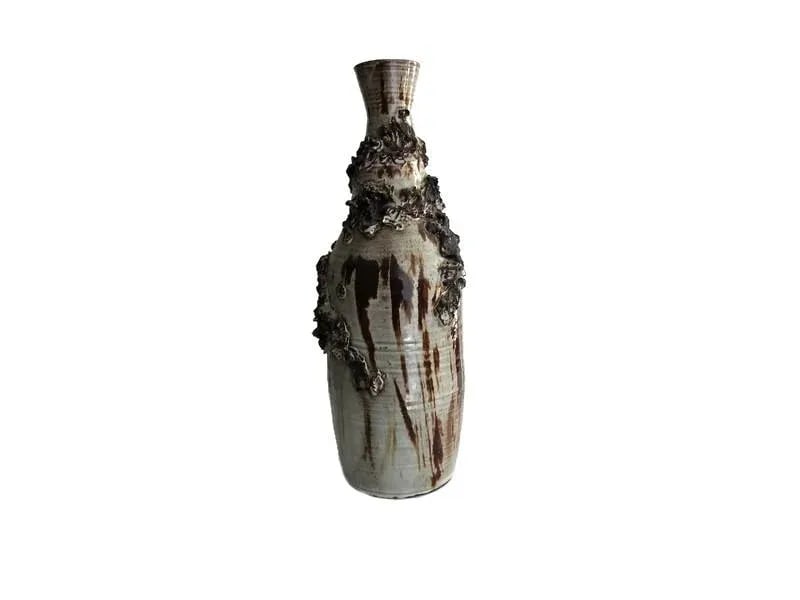 1970s Artisan Brutalist Style Pottery Vase Signed - 6
