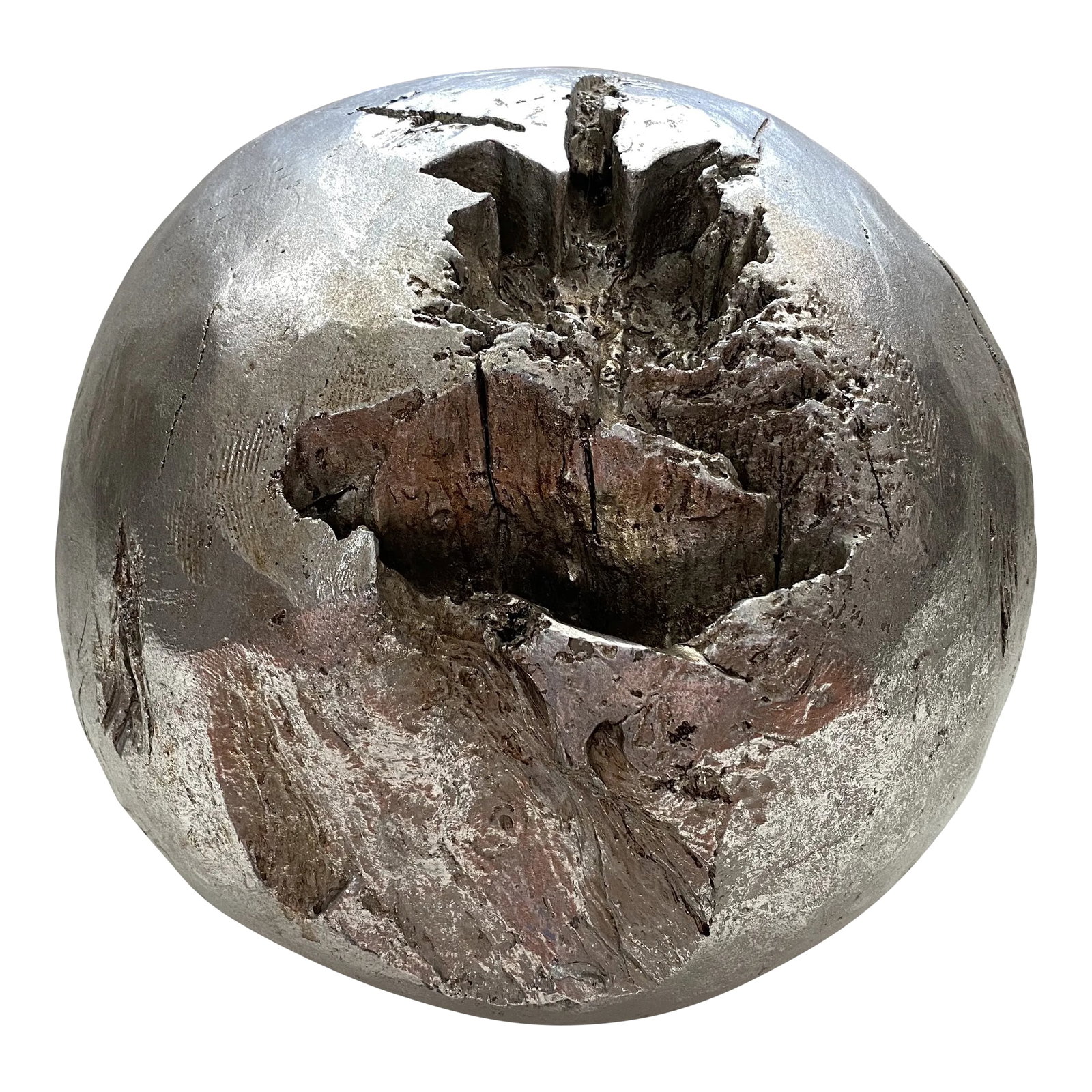 Vintage Hand Hewn Wooden Decorative Ball Sculpture 12 Inch: Beautifully crafted, handmade wooden ball sculpture with extraordinary detailing, focusing on the natural beauty of wood deformations. Table top or floor, this is contemporary art at it's finest!