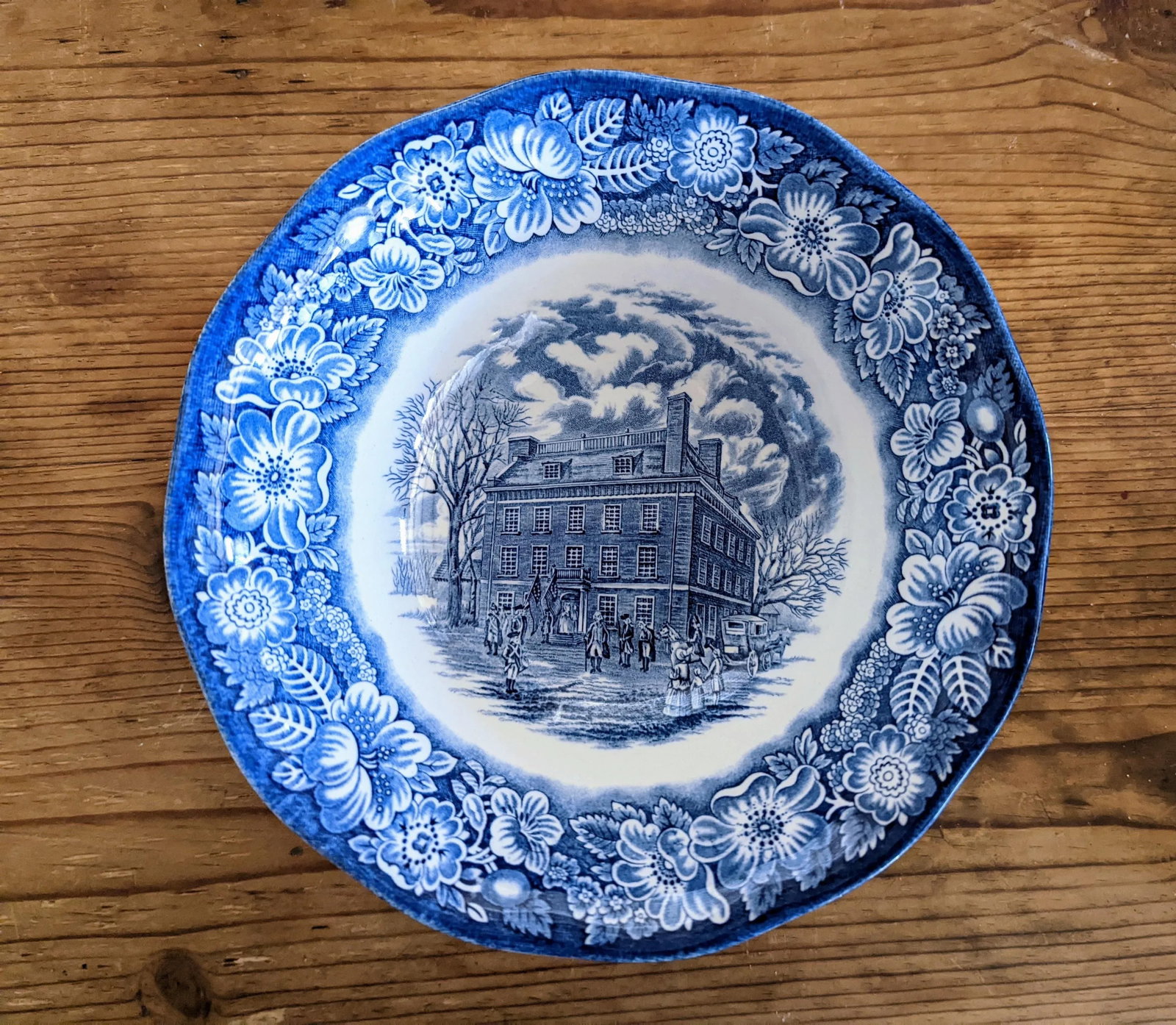 1970s Staffordshire Liberty Blue Oval Serving Dish and Bowl Set- 2 Pieces - 4