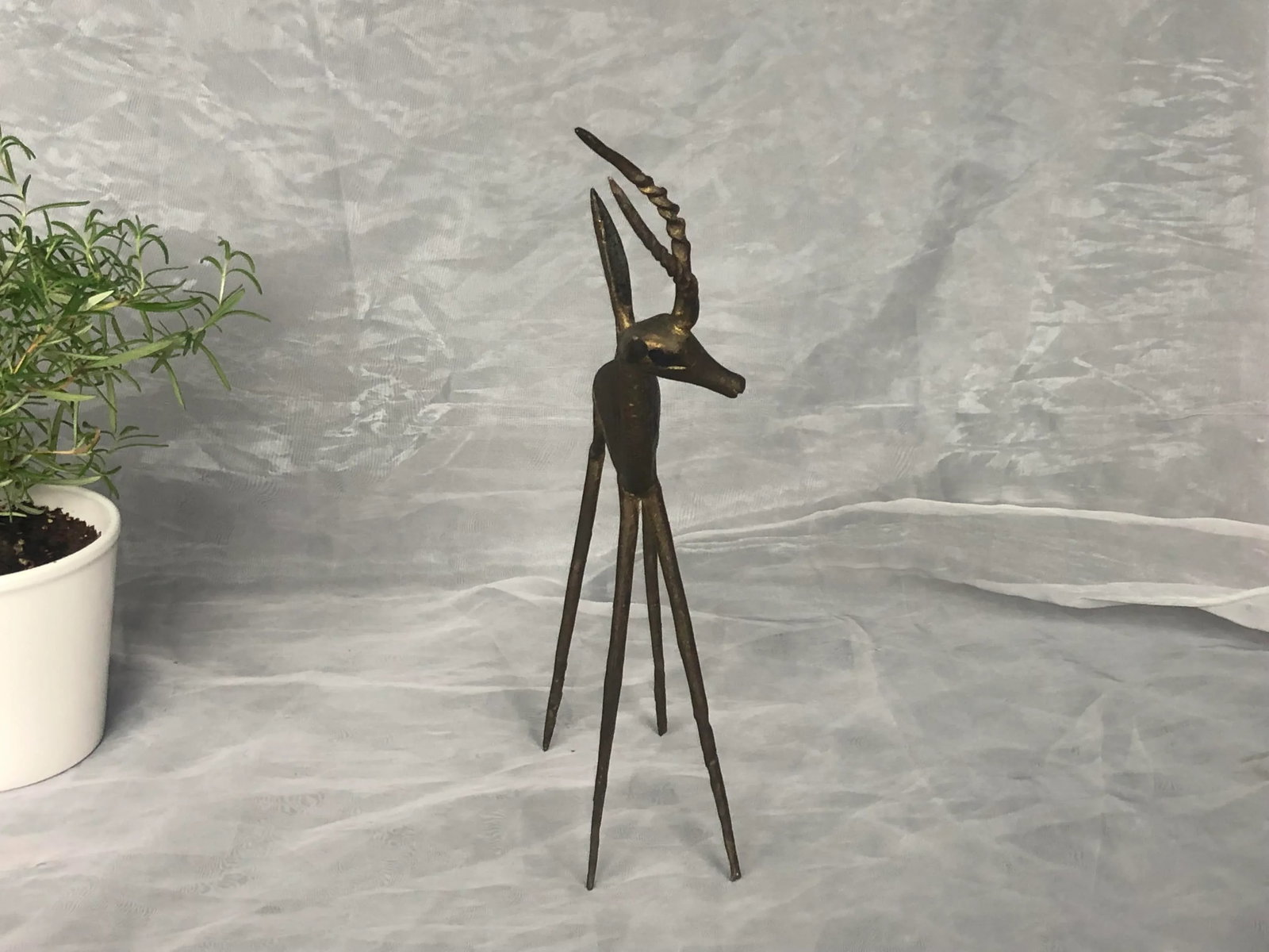 Vintage African Bronze Gazelle Sculpture - 4