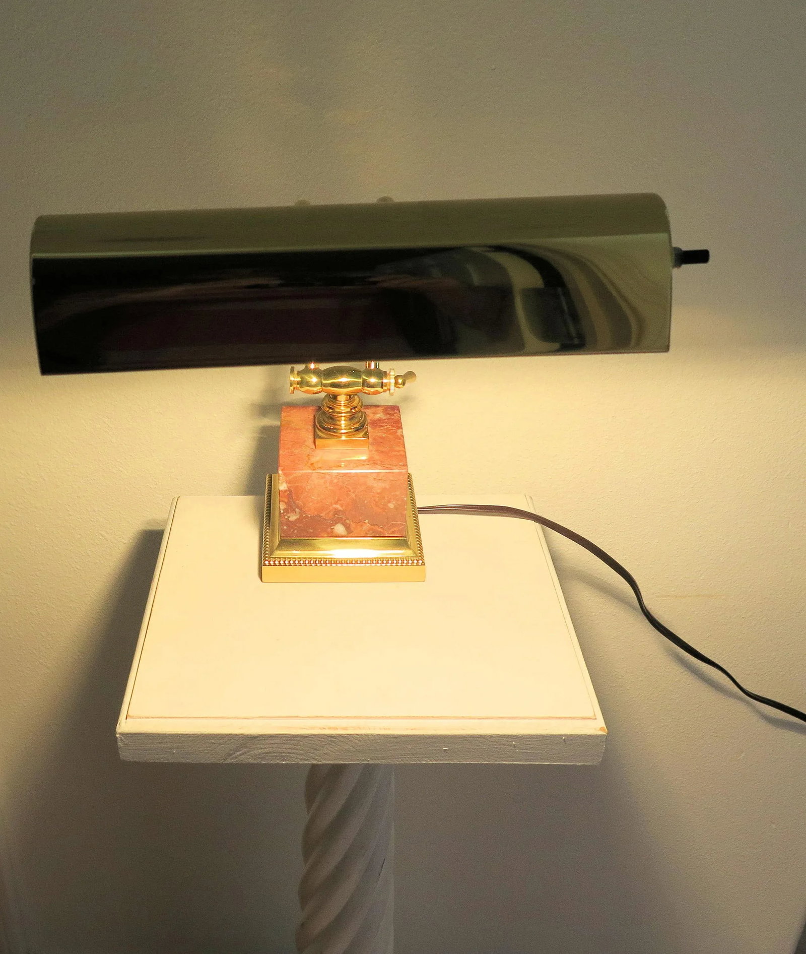 Brass Glass and Marble Desk Lamp - 2