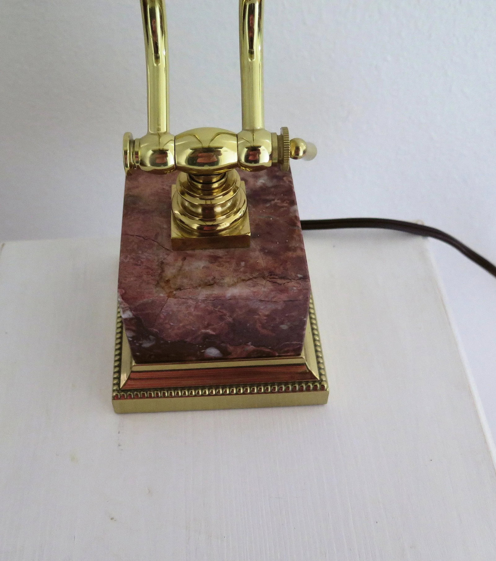 Brass Glass and Marble Desk Lamp - 3