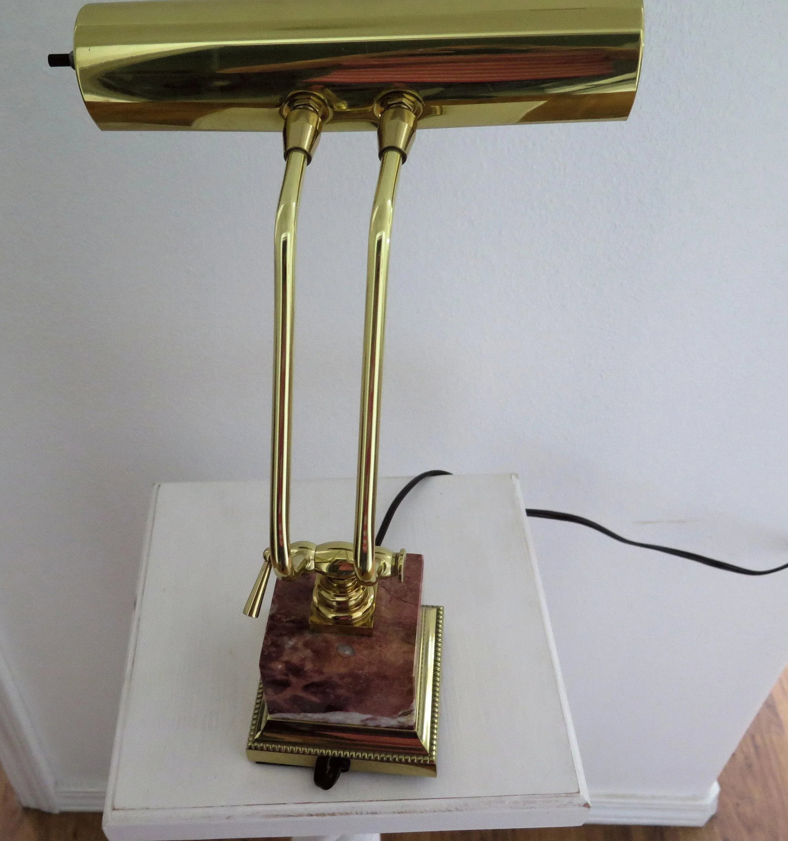 Brass Glass and Marble Desk Lamp - 4