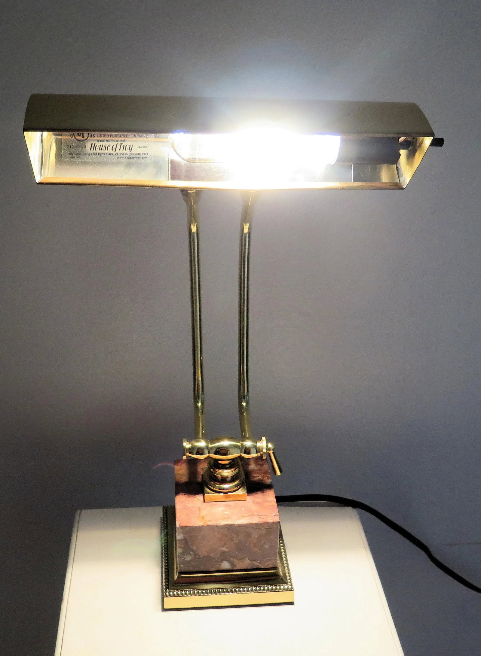Brass Glass and Marble Desk Lamp - 5