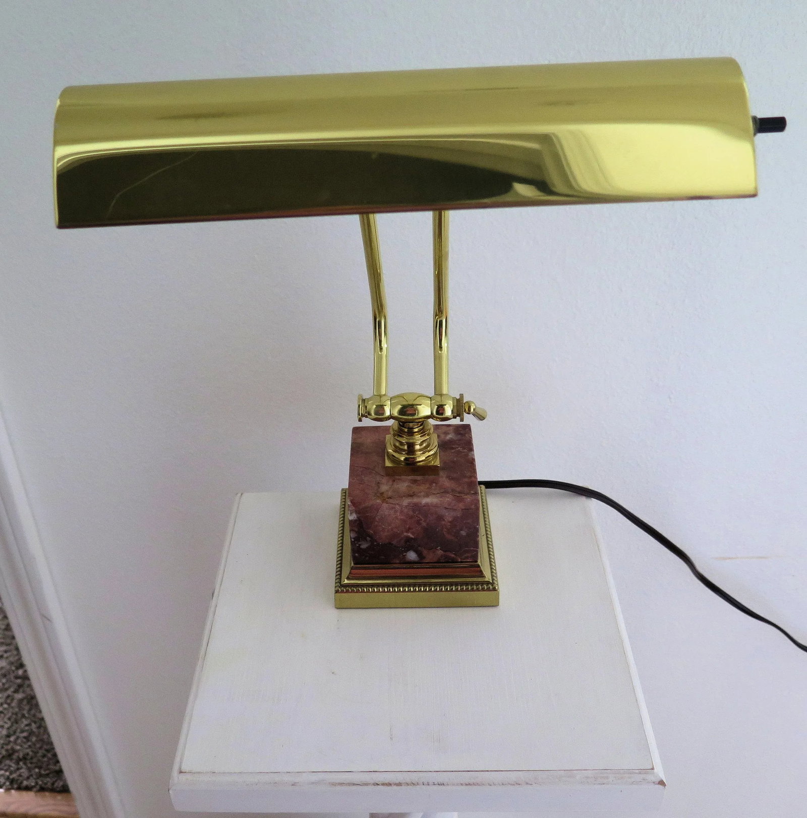 Brass Glass and Marble Desk Lamp - 6