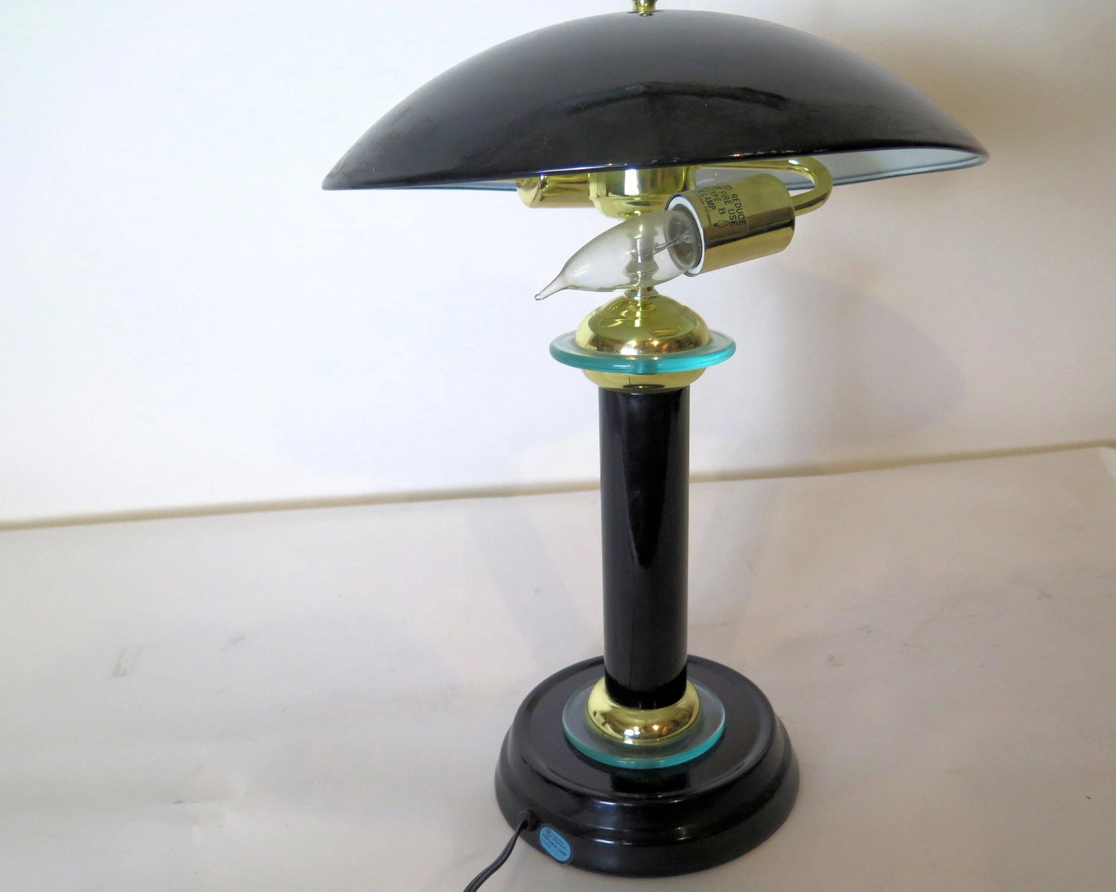 1980s Black Art Deco Revival Table Lamp - 4